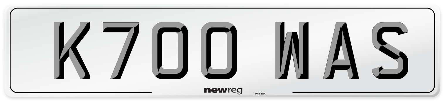 K700 WAS Number Plate from New Reg